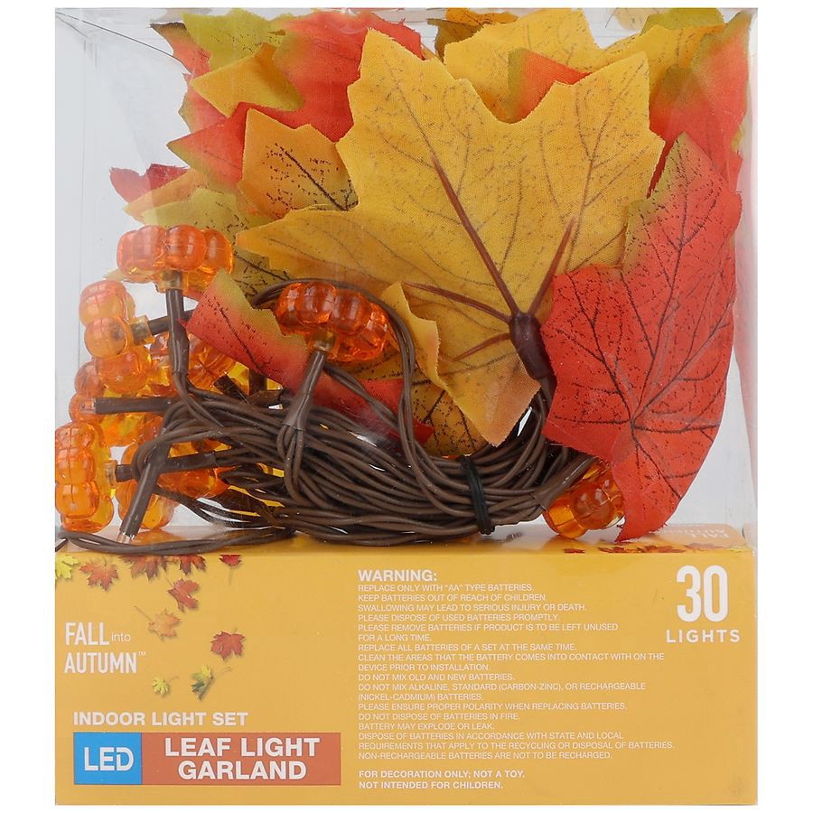 slide 3 of 5, Fall into Autumn LED Leaf Light Garland Indoor Light Set, 1 ct