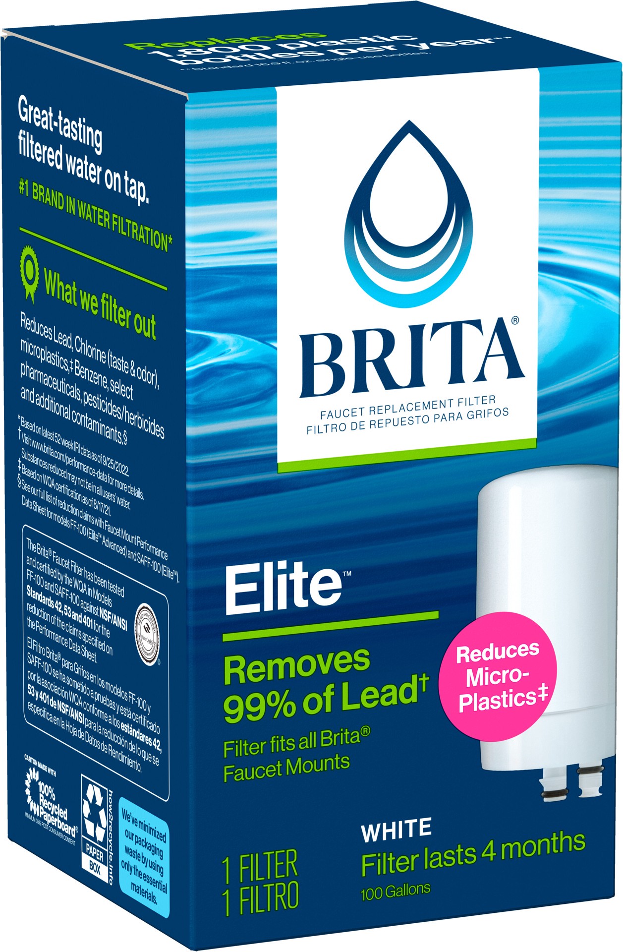 slide 2 of 5, Brita Faucet Mount System Replacement Filter, Reduces Lead, Made Without BPA, White, 1 Count, 1 ct