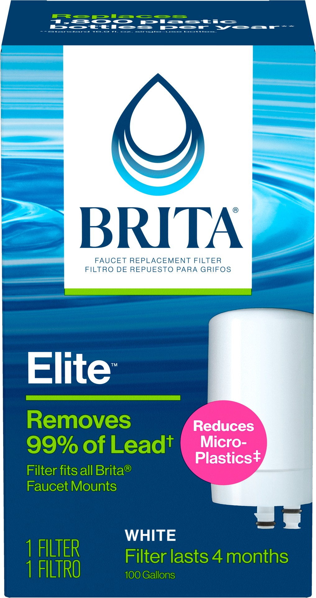 slide 1 of 5, Brita Faucet Mount System Replacement Filter, Reduces Lead, Made Without BPA, White, 1 Count, 1 ct