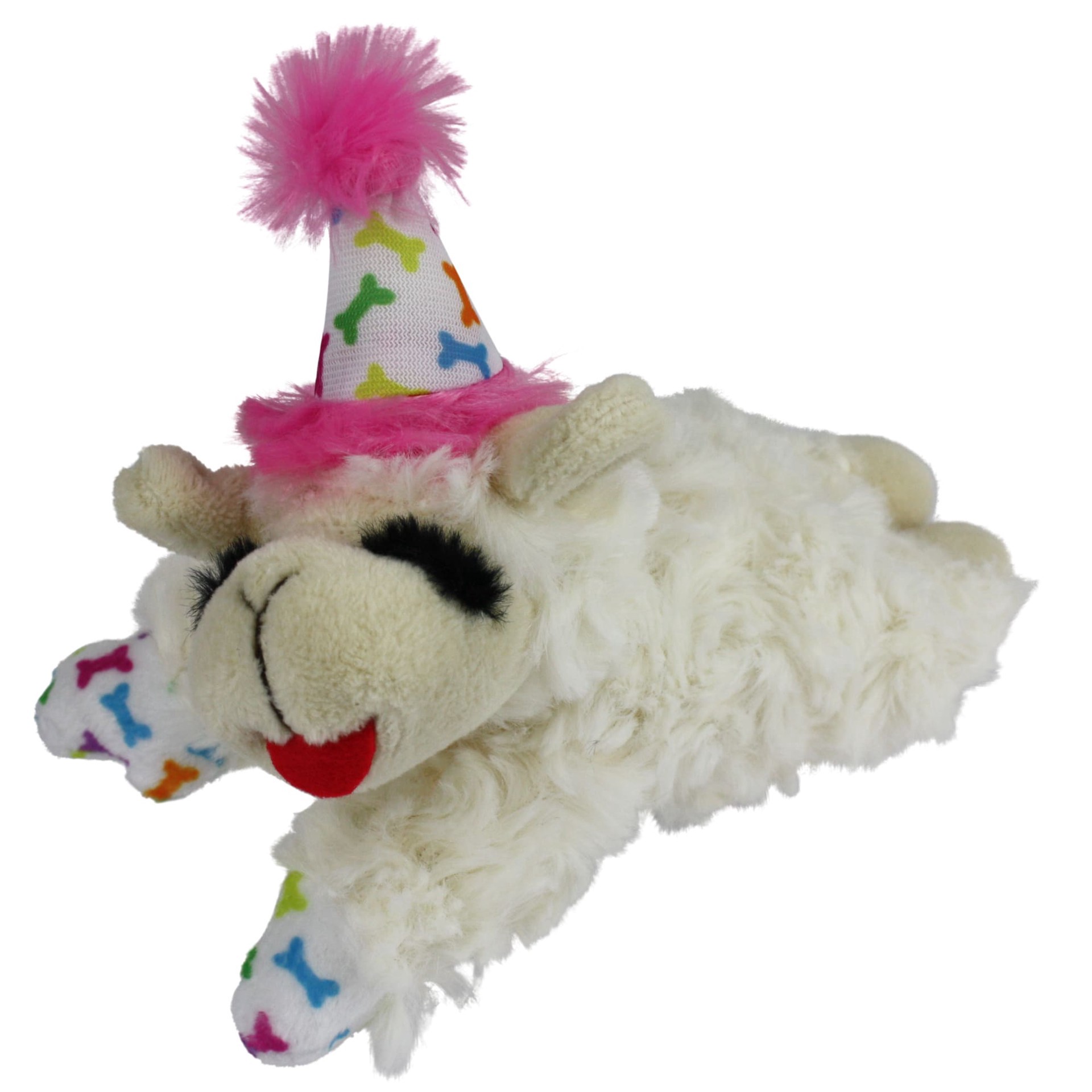 slide 1 of 1, Multipet Pink Happy Birthday Mini Lamb Chop Dog Toy, Small, 1 ct
