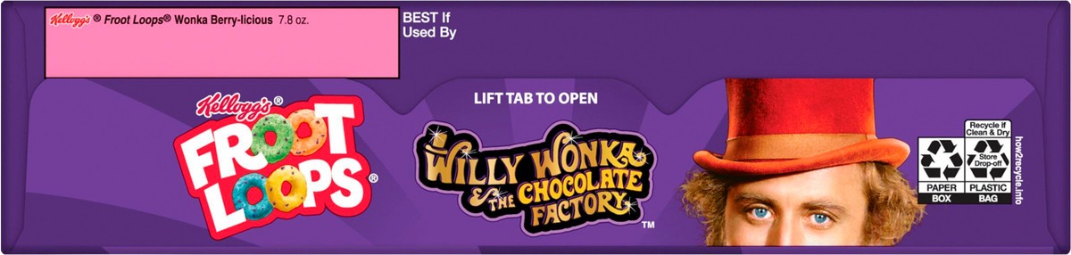 slide 7 of 9, Froot Loops Kellogg's Willy Wonka Froot Loops Cold Breakfast Cereal, Turns Milk Berry-licious, Breakfast Snacks, Berry-licious, 7.8oz Box, 1 Box, 7.8 oz