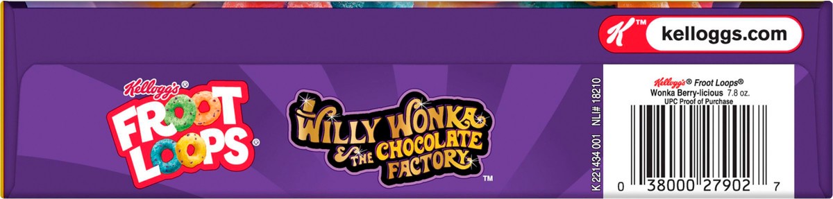 slide 5 of 9, Froot Loops Kellogg's Willy Wonka Froot Loops Cold Breakfast Cereal, Turns Milk Berry-licious, Breakfast Snacks, Berry-licious, 7.8oz Box, 1 Box, 7.8 oz