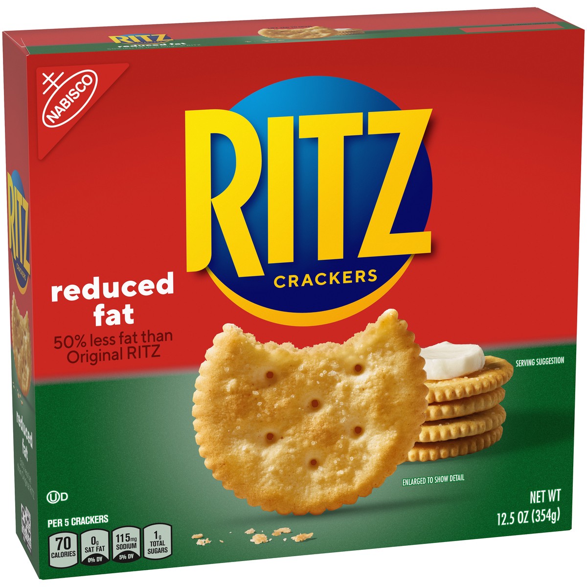 slide 2 of 9, RITZ Reduced Fat Original Crackers, 12.5 oz, 0.78 lb