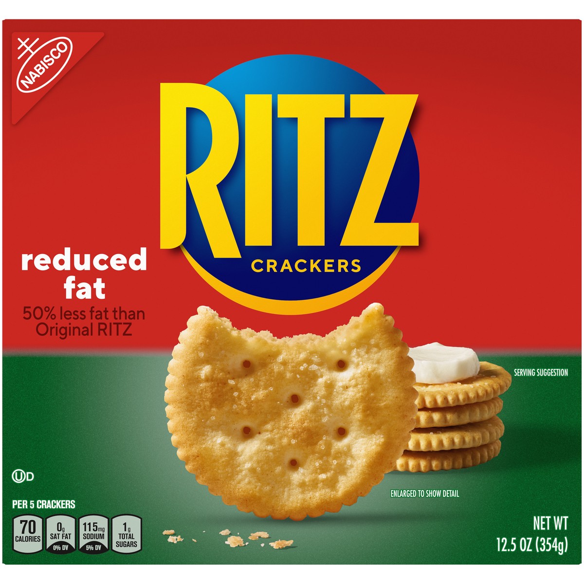 slide 6 of 9, RITZ Reduced Fat Original Crackers, 12.5 oz, 0.78 lb