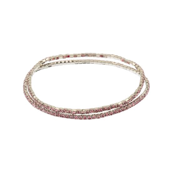 slide 1 of 3, Crystal Lane Diy Silver & Light Rose Rhinestones Bracelets, 2ct., 2 ct