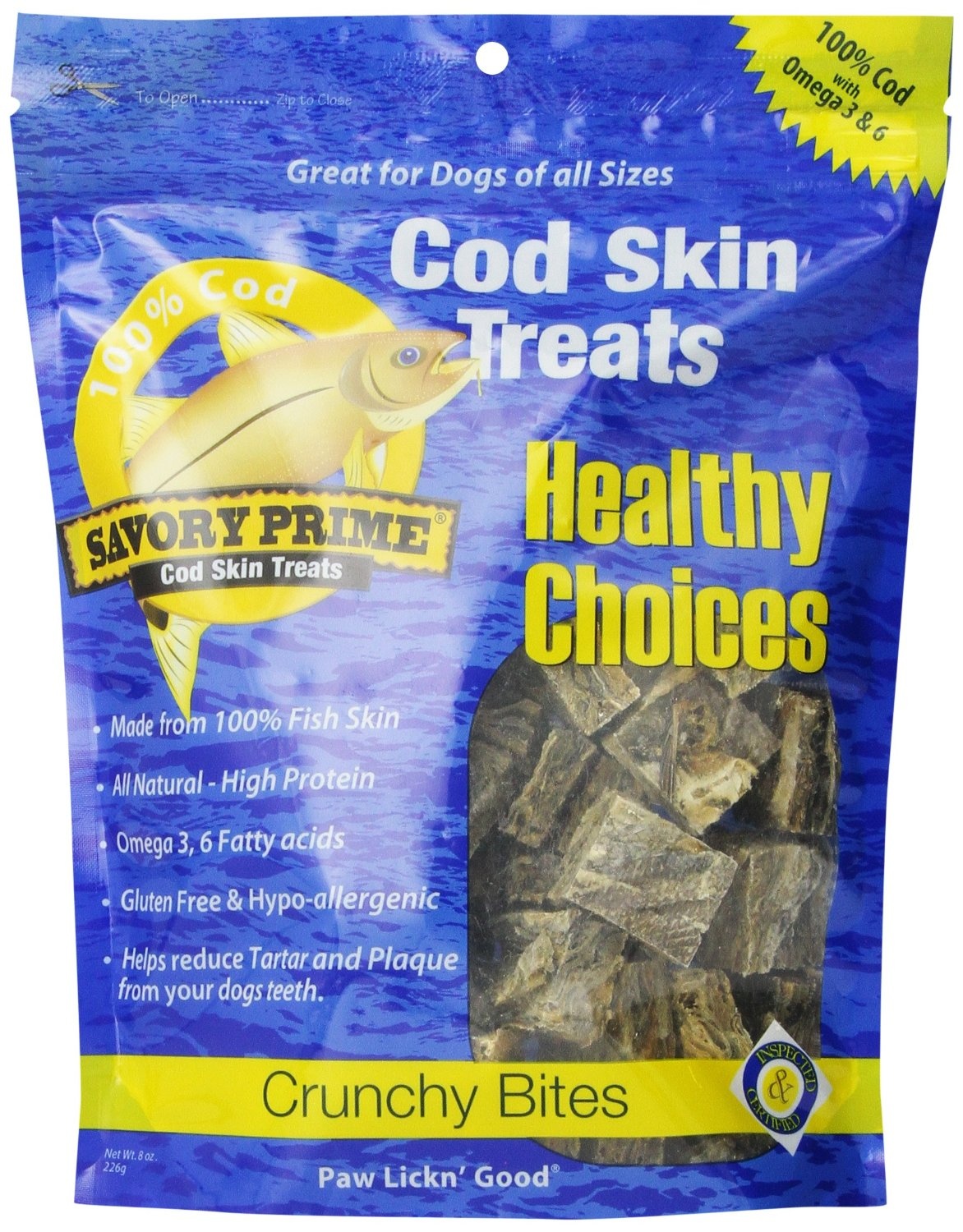 slide 1 of 1, Savory Prime Cod Skin Crunchy Dog Treats, 8 oz