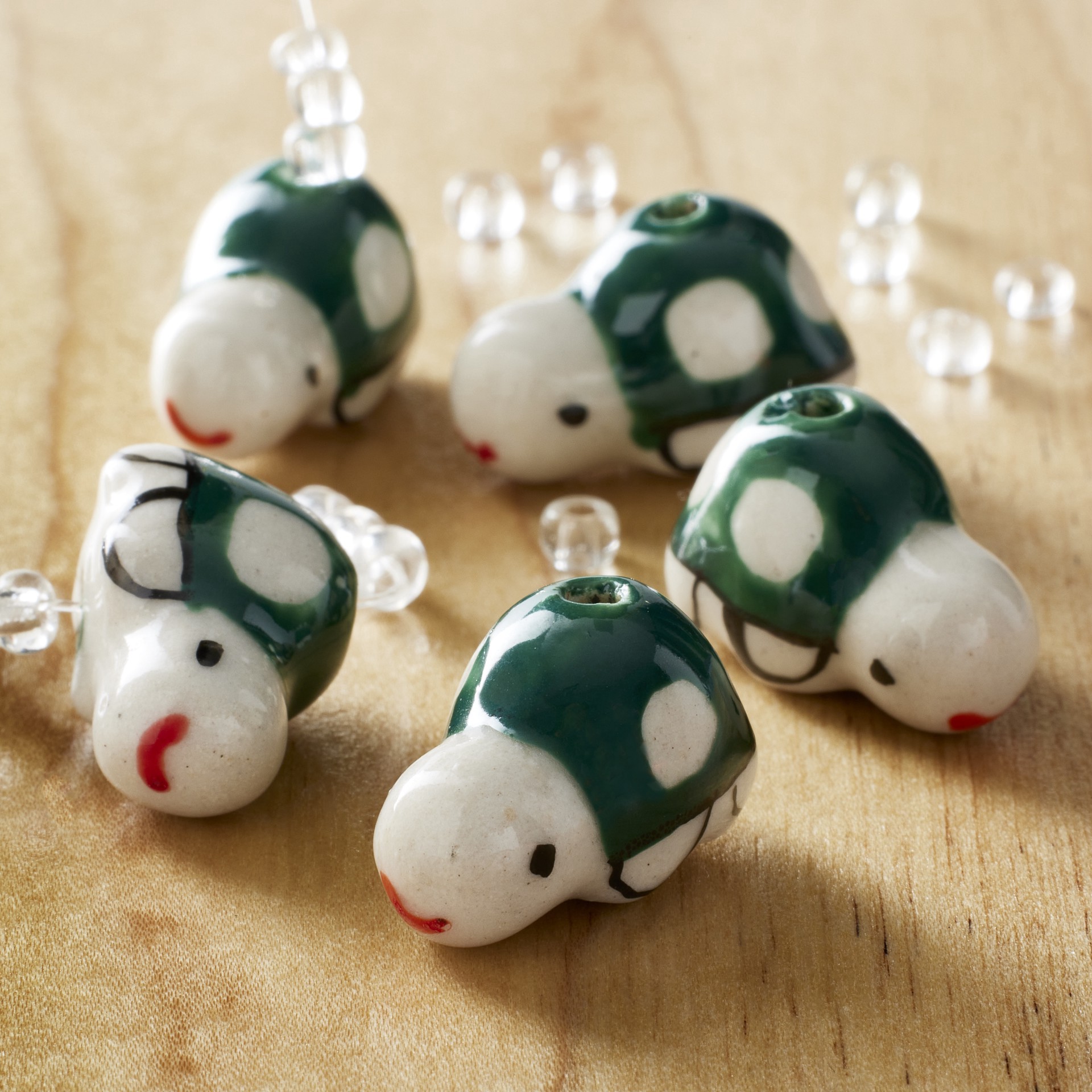 slide 3 of 3, Green Turtle Ceramic Beads, 18mm By Bead Landing, 18mm