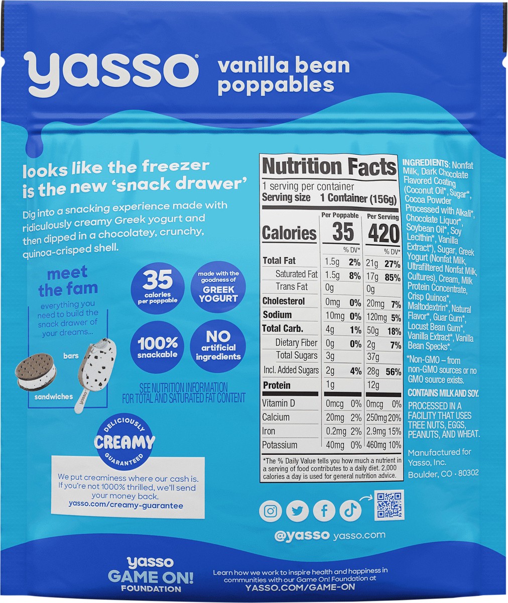 slide 4 of 5, Yasso Vanilla Bean Frozen Greek Yogurt Poppables, 6.84 fl oz