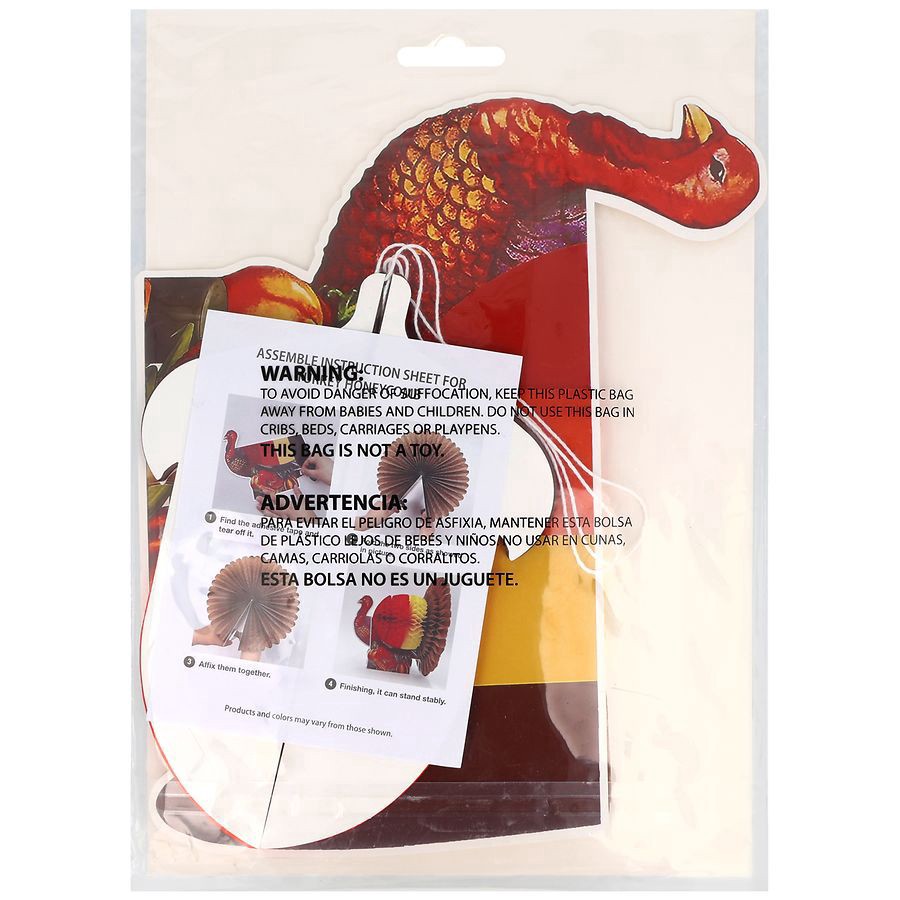 slide 3 of 4, Fall into Autumn Honeycomb Decor Turkey, 3 ct