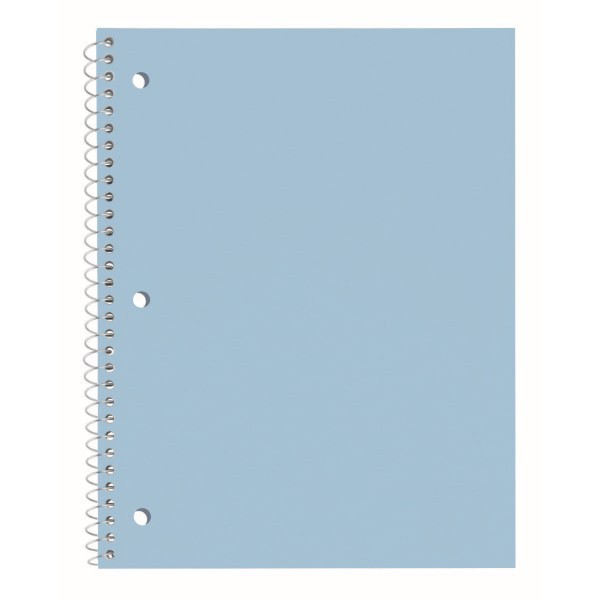 slide 1 of 1, Just Basics® Poly Spiral Notebook, 8"" x 10-1/2"", 1 Subject, Wide Ruled, 70 Sheets, Light Blue, 1 ct