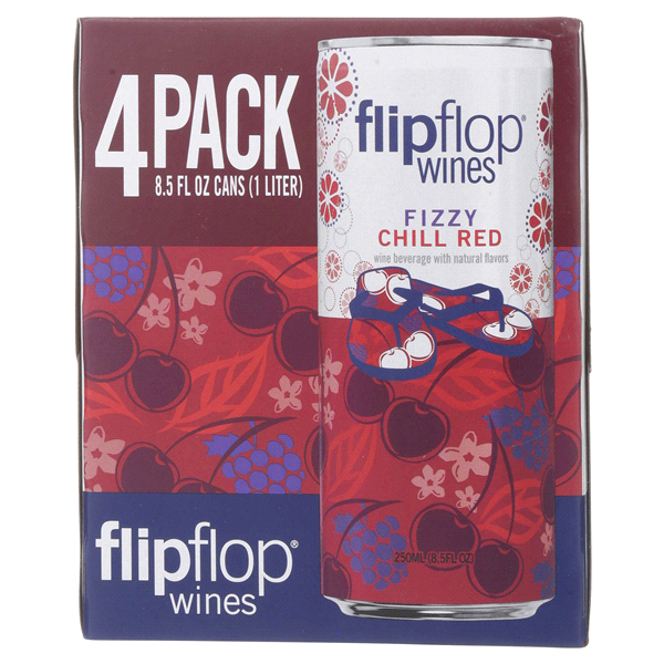 slide 1 of 1, flipflop Wine Beverage, Fizzy Chill Red, 4 Pack, 4 ct; 250 ml