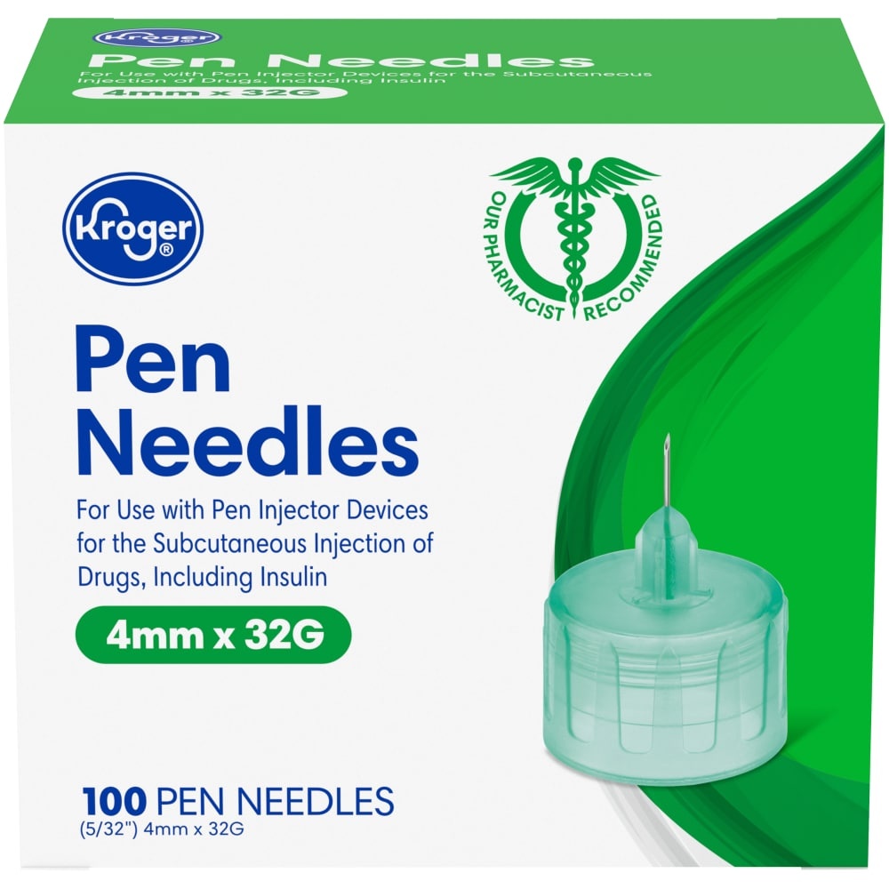 slide 1 of 1, Kroger Pen Needles 4Mm X 32G, 100 ct