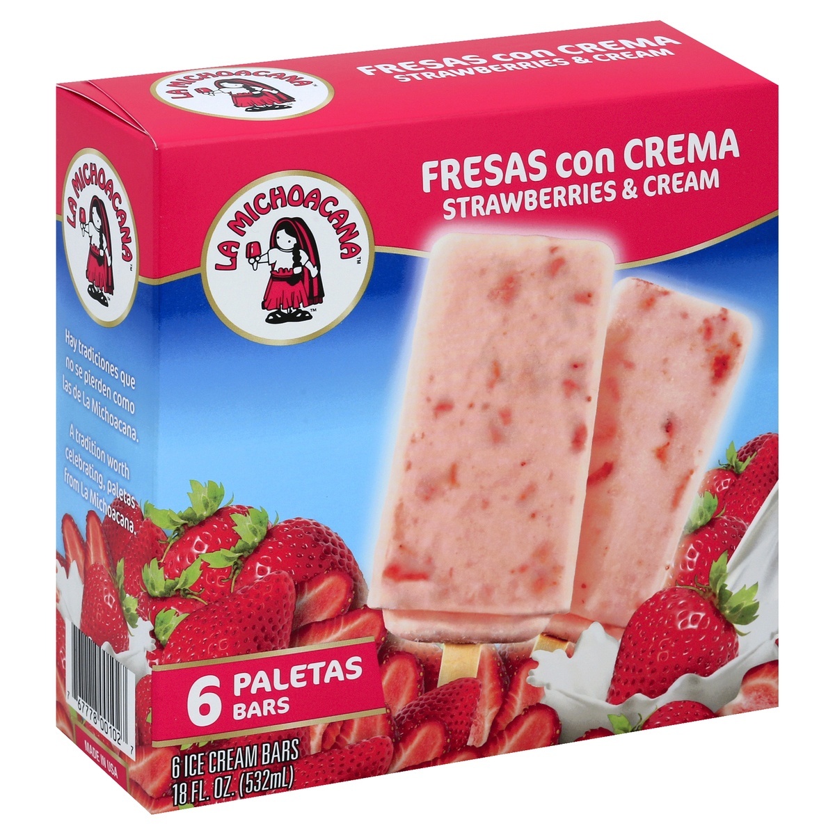 slide 1 of 1, Helados Mexico Strawberries 'N Cream Ice Cream Bars 6 ea, 6 ct