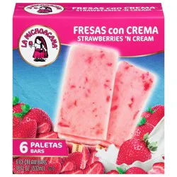 Helados Mexico Strawberries 'N Cream Ice Cream Bars, 6 ea