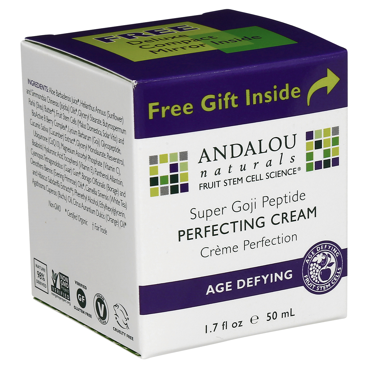 slide 5 of 8, Andalou Naturals Super Goji Peptide Perfecting Cream, 1.7 oz