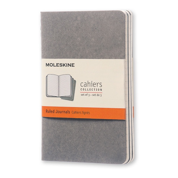 slide 1 of 5, Moleskine Cahier Journals, Faint Ruled, Pebble Gray Journals, 3 pk; 32 ct; 3 1/2 in x 5 1/2 in