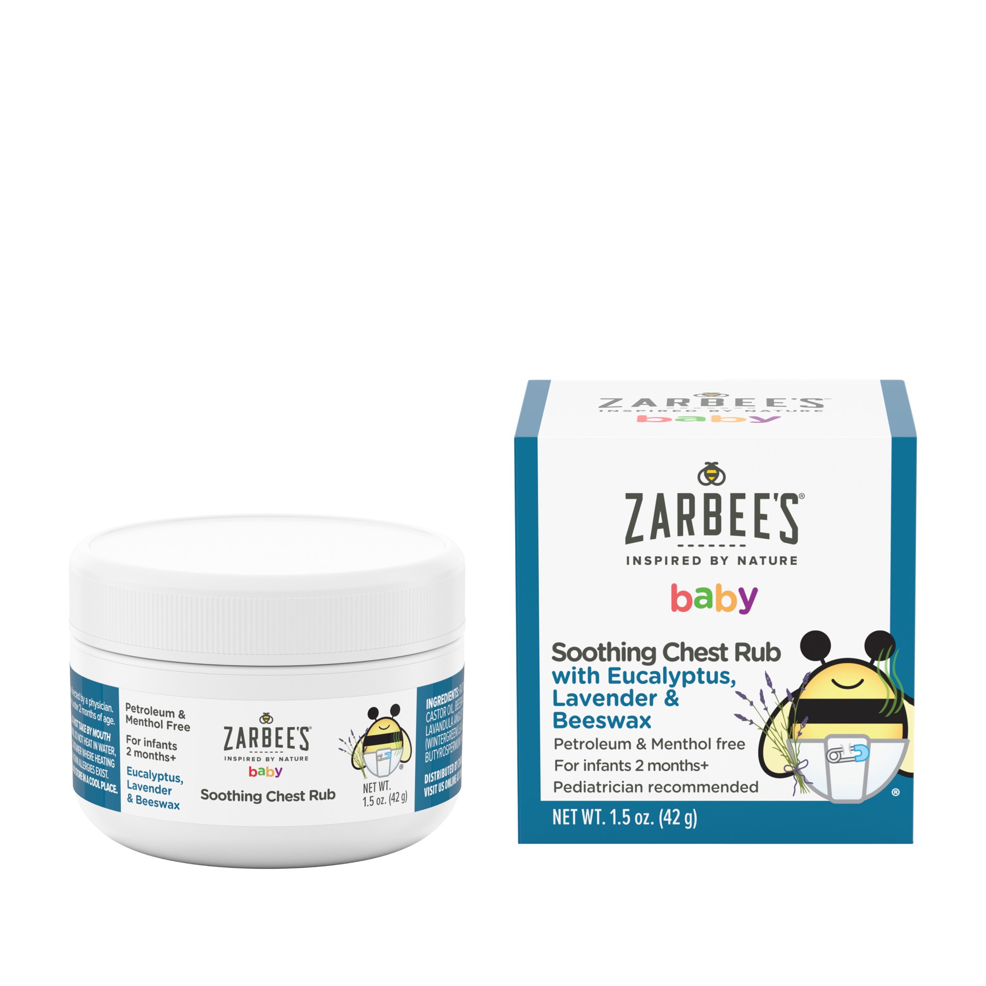slide 3 of 5, Zarbee's Naturals Baby Soothing Chest Rub with Eucalyptus & Lavender, Petroleum-Free Safe and Effective Formula, 1.5 Ounce, 1.5 oz