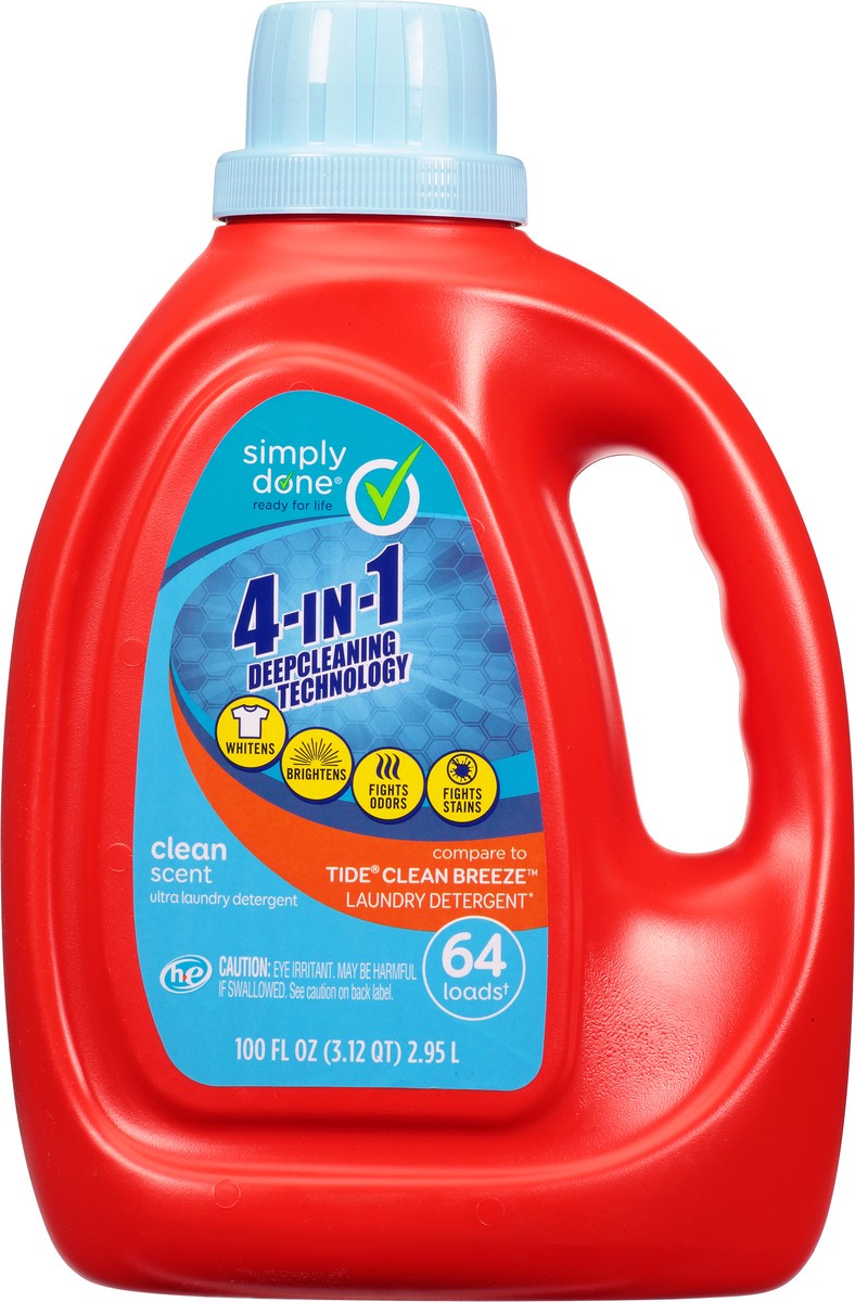 slide 1 of 9, Simply Done 4-in-1 Clean Scent Ultra Laundry Detergent 100 fl oz, 100 fl oz