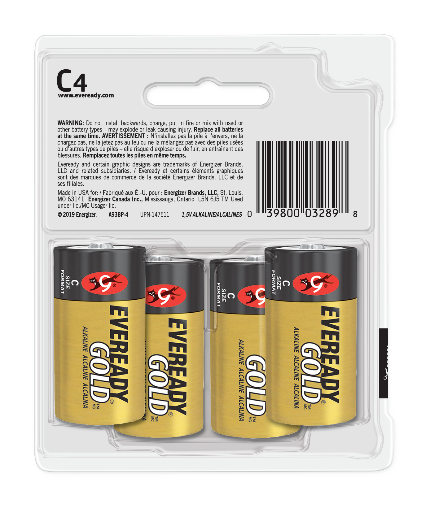 slide 2 of 5, Eveready Gold Alkaline C Batteries, 4 Pack of C Cell Batteries, 4 ct