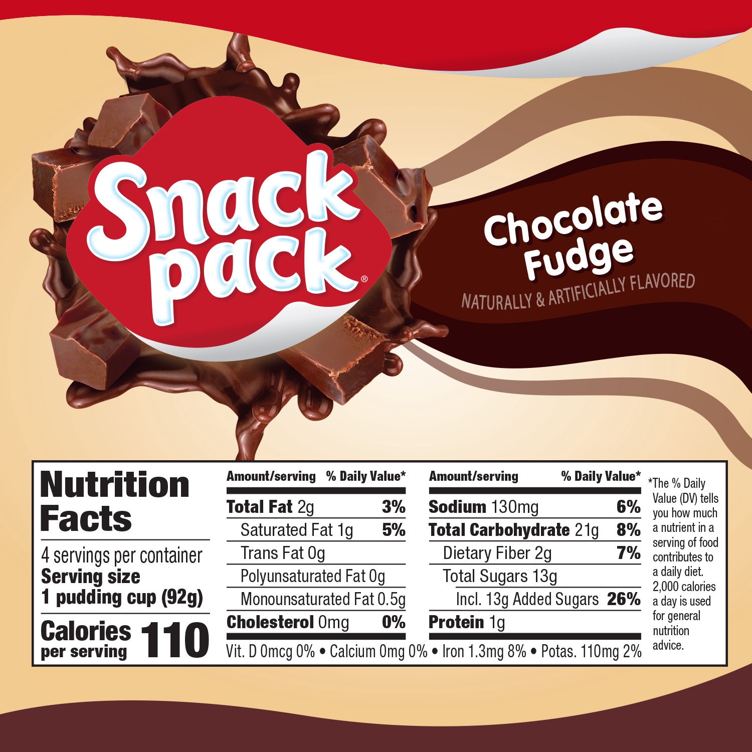 slide 2 of 5, Snack Pack Chocolate Fudge Pudding 4 - 3.25 oz Cups, 3.25 oz