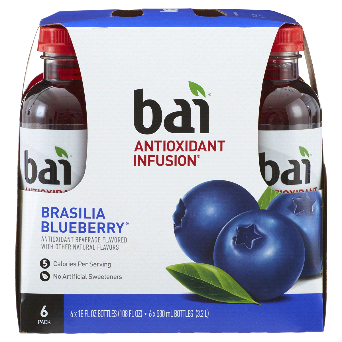 slide 1 of 2, Bai Brasilia Blueberry Antioxidant Infused Beverages, 6 ct; 18 fl oz