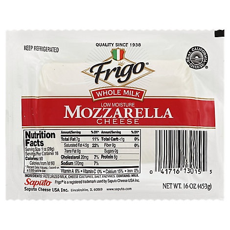 slide 1 of 1, Frigo Whole Milk Mozzarella Cheese, 16 oz