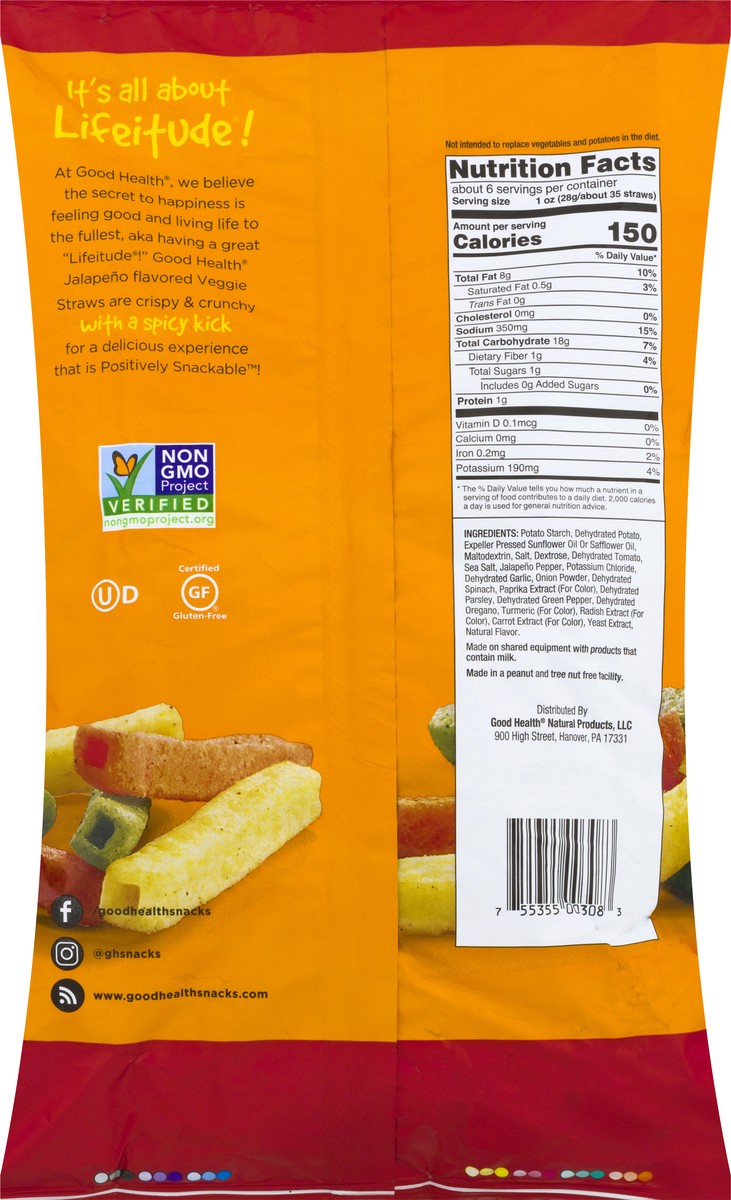 slide 5 of 10, Good Health Jalapeno Veggie Straws, 6.75 oz