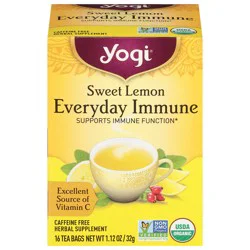 Yogi Tea Sweet Lemon Everyday Immune, Organic Herbal Tea Bags, 16 Count