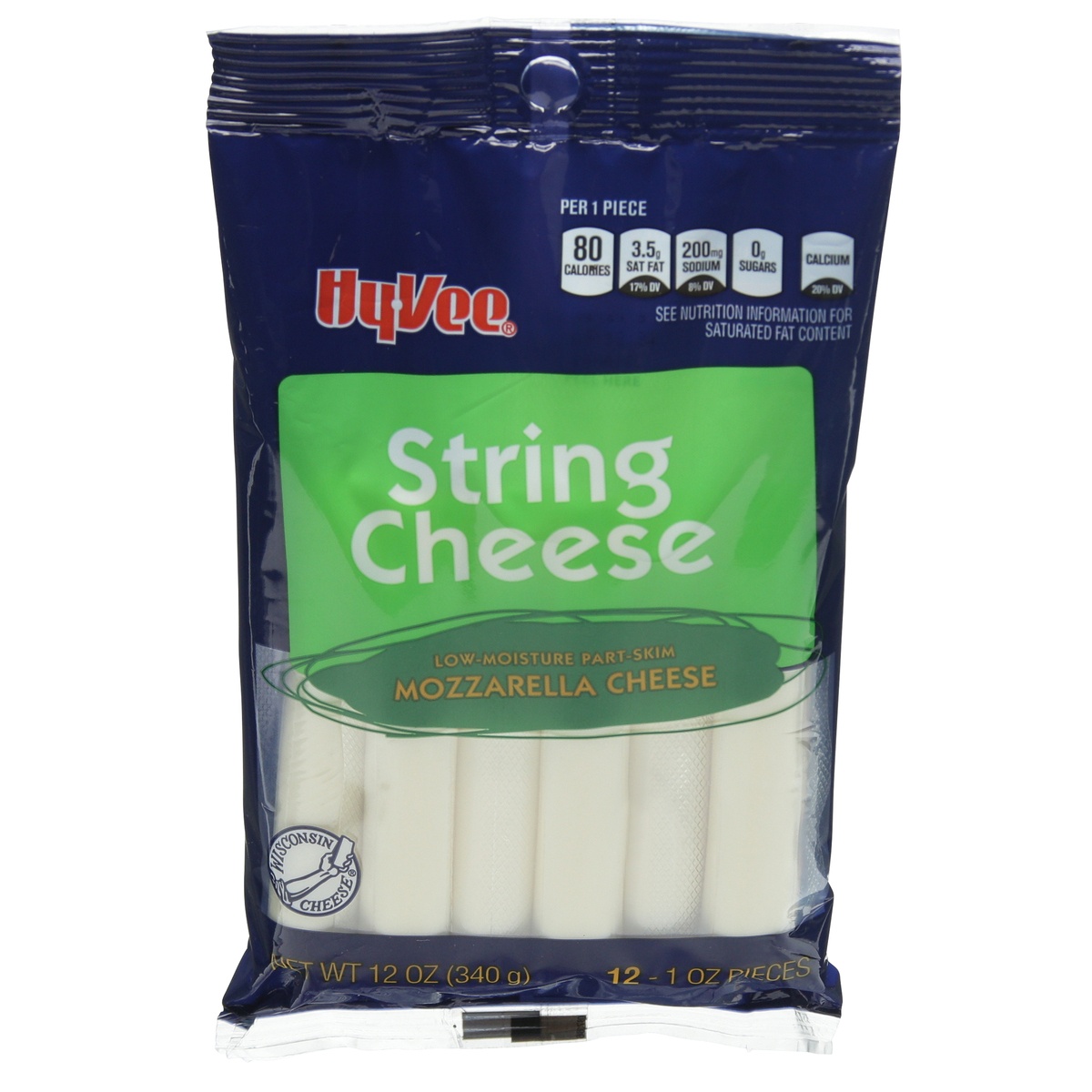 slide 1 of 1, Hy-vee Mozzarella Low-moisture Part-skim String Cheese, 10 oz