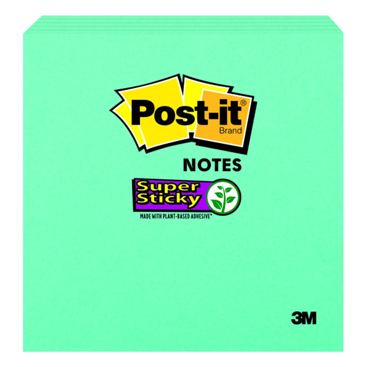 slide 1 of 9, 3M Post-it Notes 654-5SSY, 3 in x 3 in, Aqua, 5 Pads/Pack, 1 ct