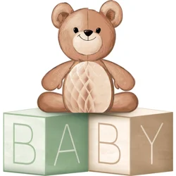 Creative Converting Teddy Bear Honeycomb Centerpiece, 1 ct