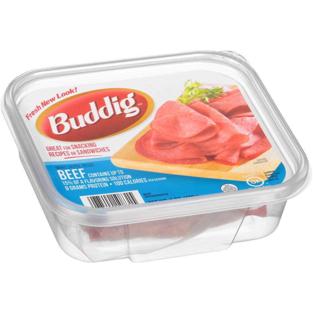 slide 3 of 8, Buddig Tub Beef, 7 oz