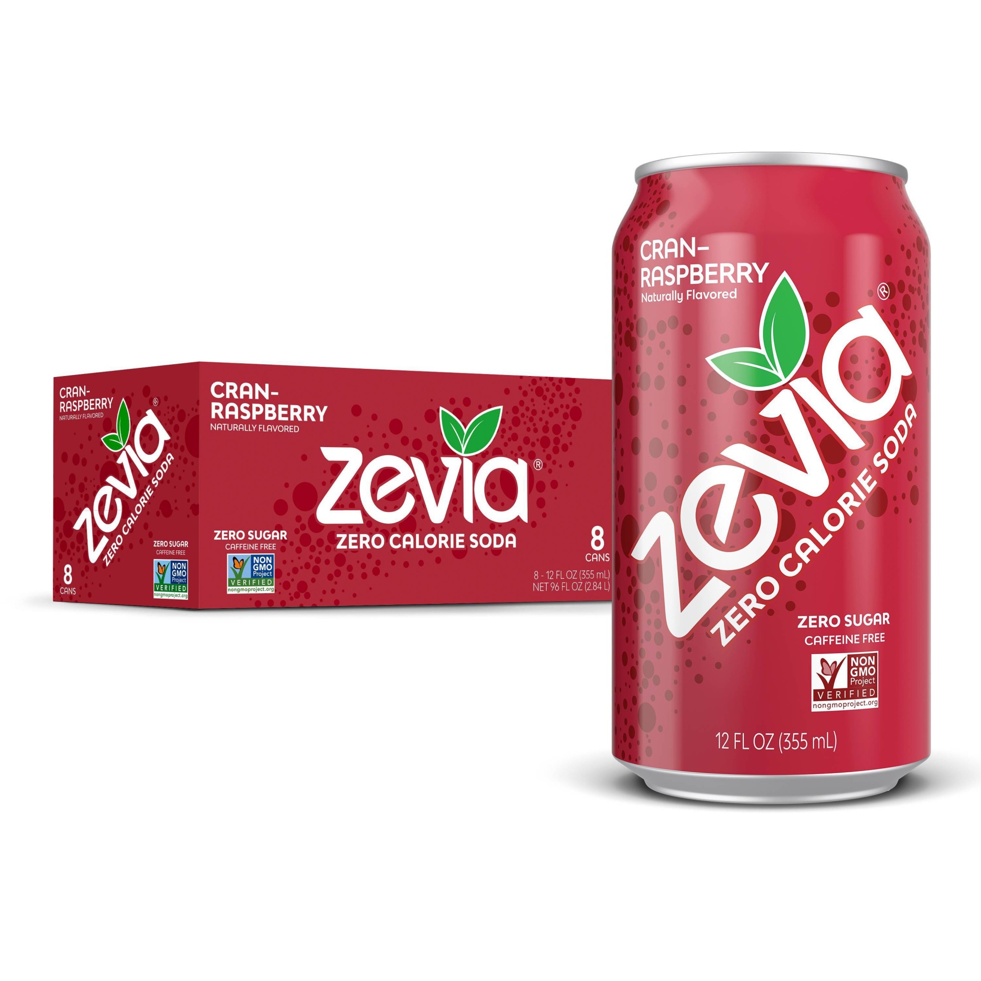 slide 1 of 1, Zevia Cran-Raspberry Zero Calorie Soda- 8 ct; 12 fl oz, 1 ct