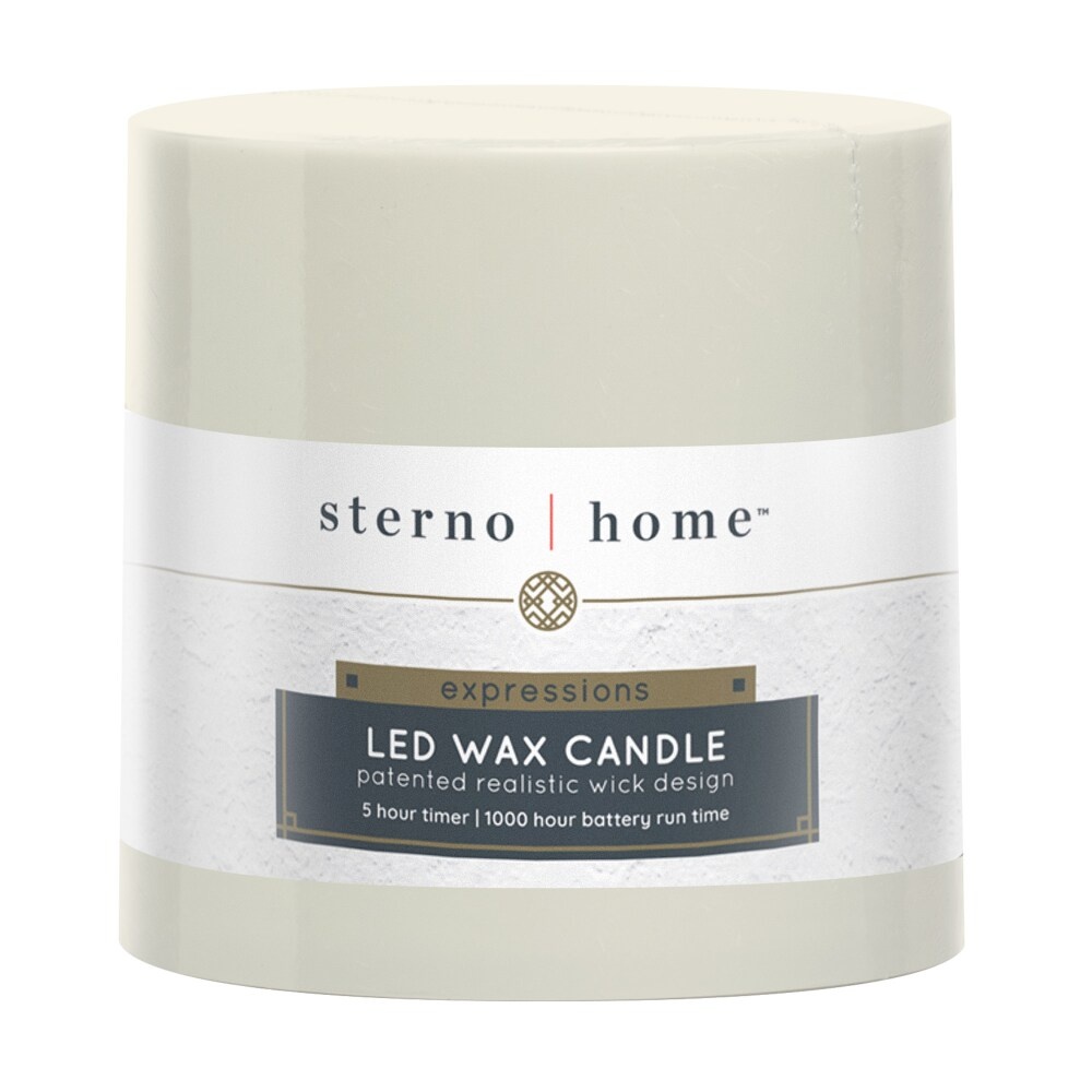 slide 1 of 1, Sterno Home Smooth Pillar Candle - Cream, 4 in x 4 in