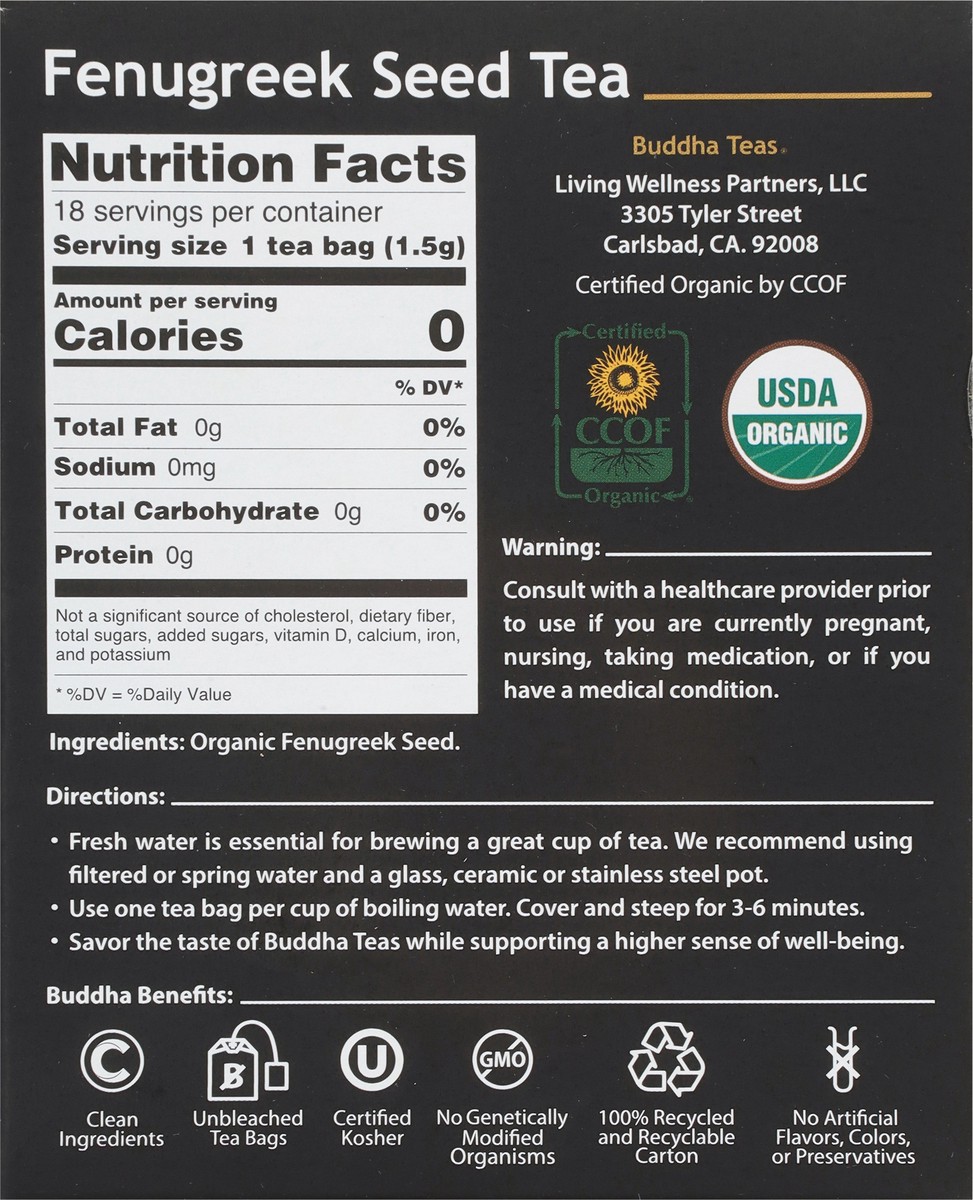 slide 5 of 9, Buddha Teas Buddha Org Fenugrk - 18 ct, 18 ct