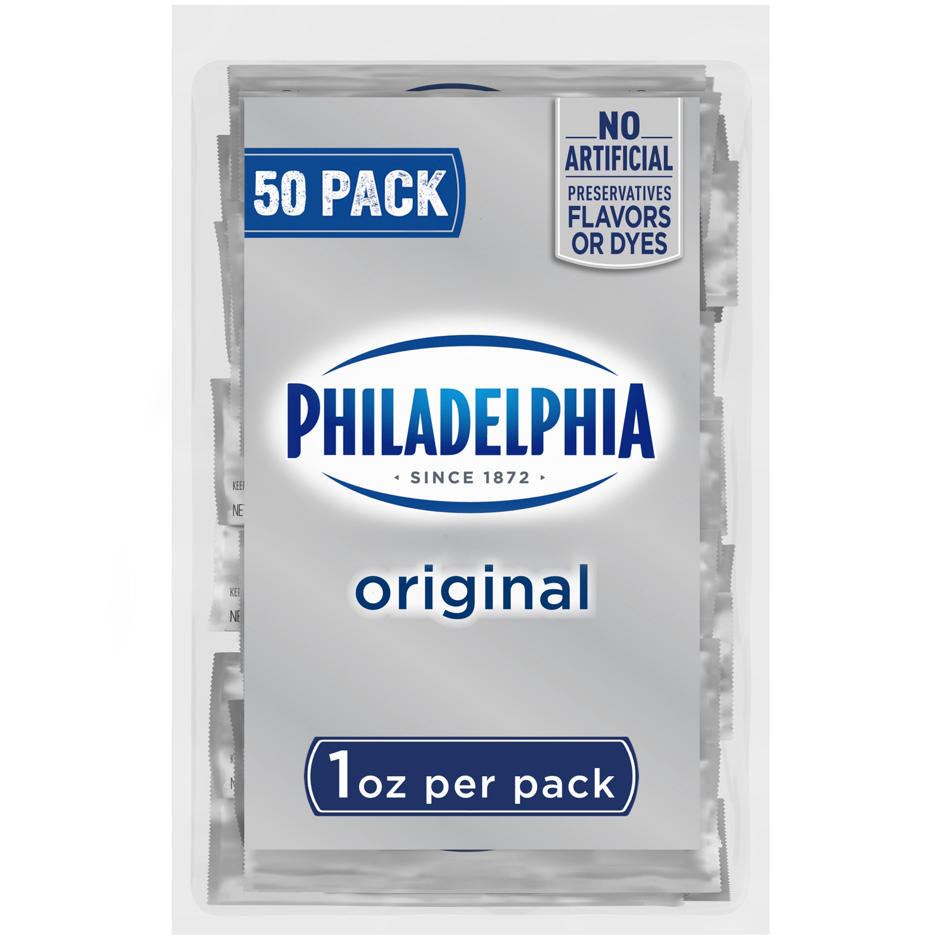 slide 1 of 5, Philadelphia Original Cream Cheese Spread Individual Pouches, 50 ct Pack, 1 oz Pouches, 50 ct