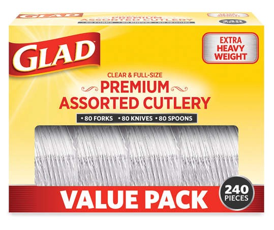 slide 1 of 1, Glad Clear Plastic Premium Assorted Cutlery, 240-Count, 240 ct