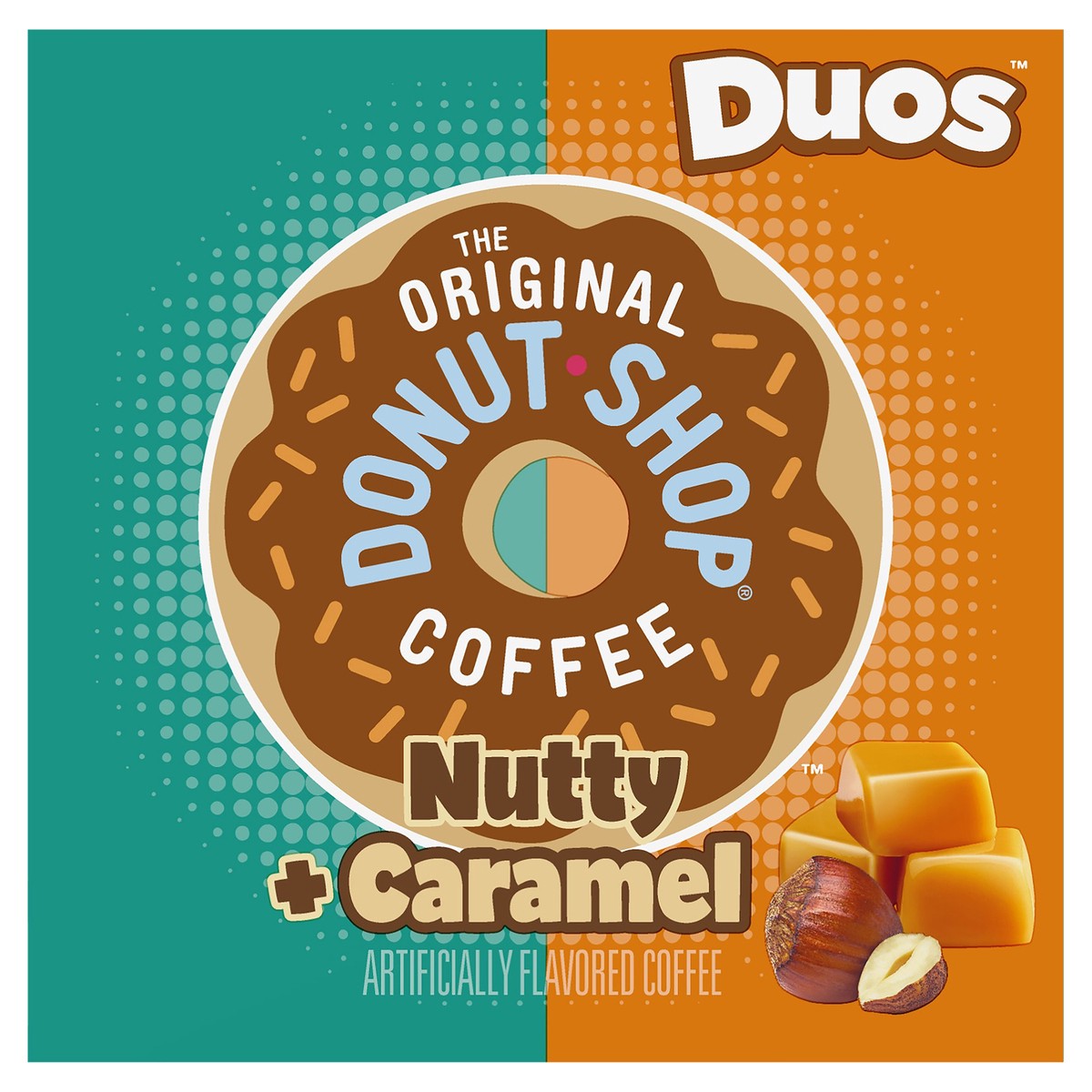 slide 2 of 8, The Original Donut Shop Duos Nutty + Caramel Keurig Single-Serve K-Cup Pods, Light Roast Coffee, 12 Count, 12 ct