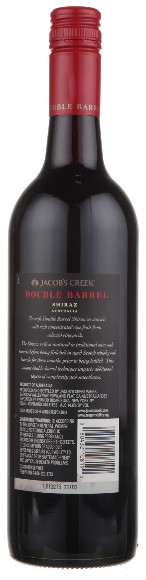 slide 3 of 6, Jacob's Creek Double Barrel Shiraz Red Wine 750mL, 14.8% ABV, 750 ml