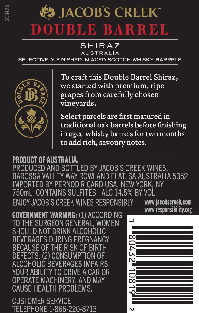 slide 6 of 6, Jacob's Creek Double Barrel Shiraz Red Wine 750mL, 14.8% ABV, 750 ml