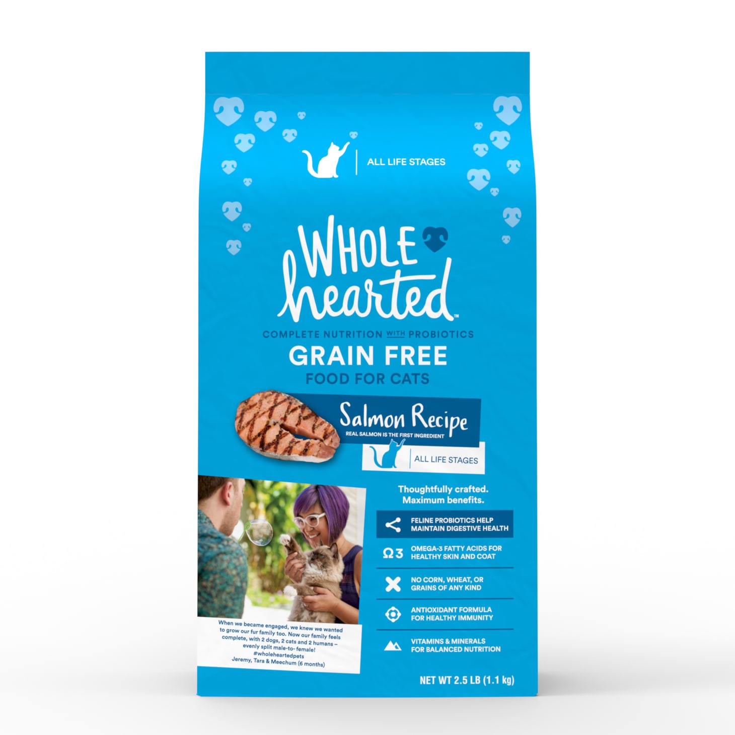 slide 1 of 1, WholeHearted Grain Free Salmon Formula Dry Cat Food, 2.5 lb