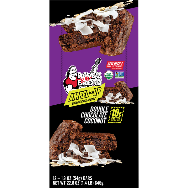 slide 1 of 1, Dave's Killer Bread Amped-Up Double Chocolate Coconut Protein Bar - 12 ct, 12 ct; 22.8 oz