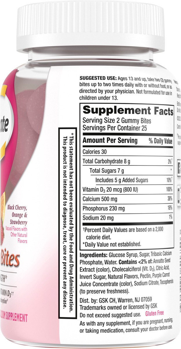 slide 9 of 12, Caltrate Gummy Bites 500 mg Calcium and Vitamin D Supplement, Fruit Flavors, 50 Count, 1 ct