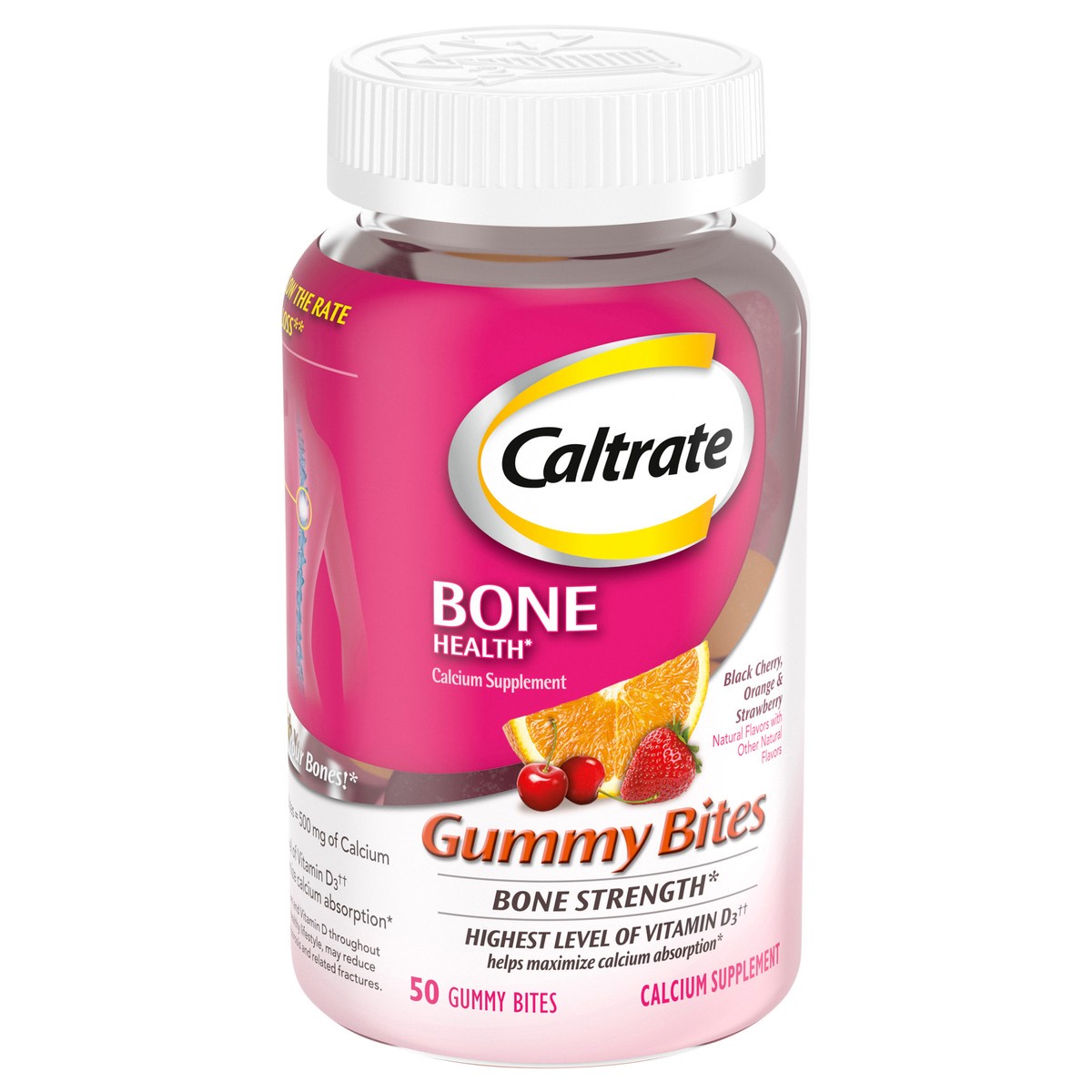 slide 11 of 12, Caltrate Gummy Bites 500 mg Calcium and Vitamin D Supplement, Fruit Flavors, 50 Count, 1 ct
