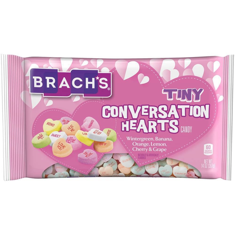 slide 1 of 3, Brach's Tiny Conversation Hearts Candy, 14 oz
