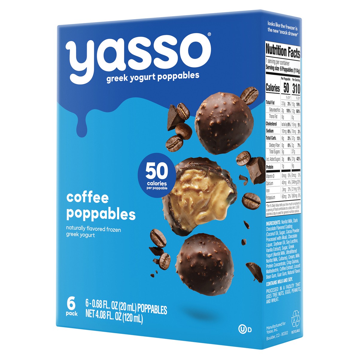 slide 3 of 9, Yasso Frozen Greek Yogurt Poppables, Coffee, 6 Pack, 6 ct