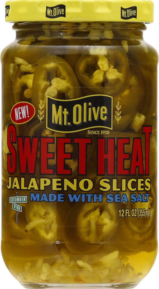 slide 9 of 9, Mt. Olive Jalapeno Slices, Sweet Heat, 12 oz