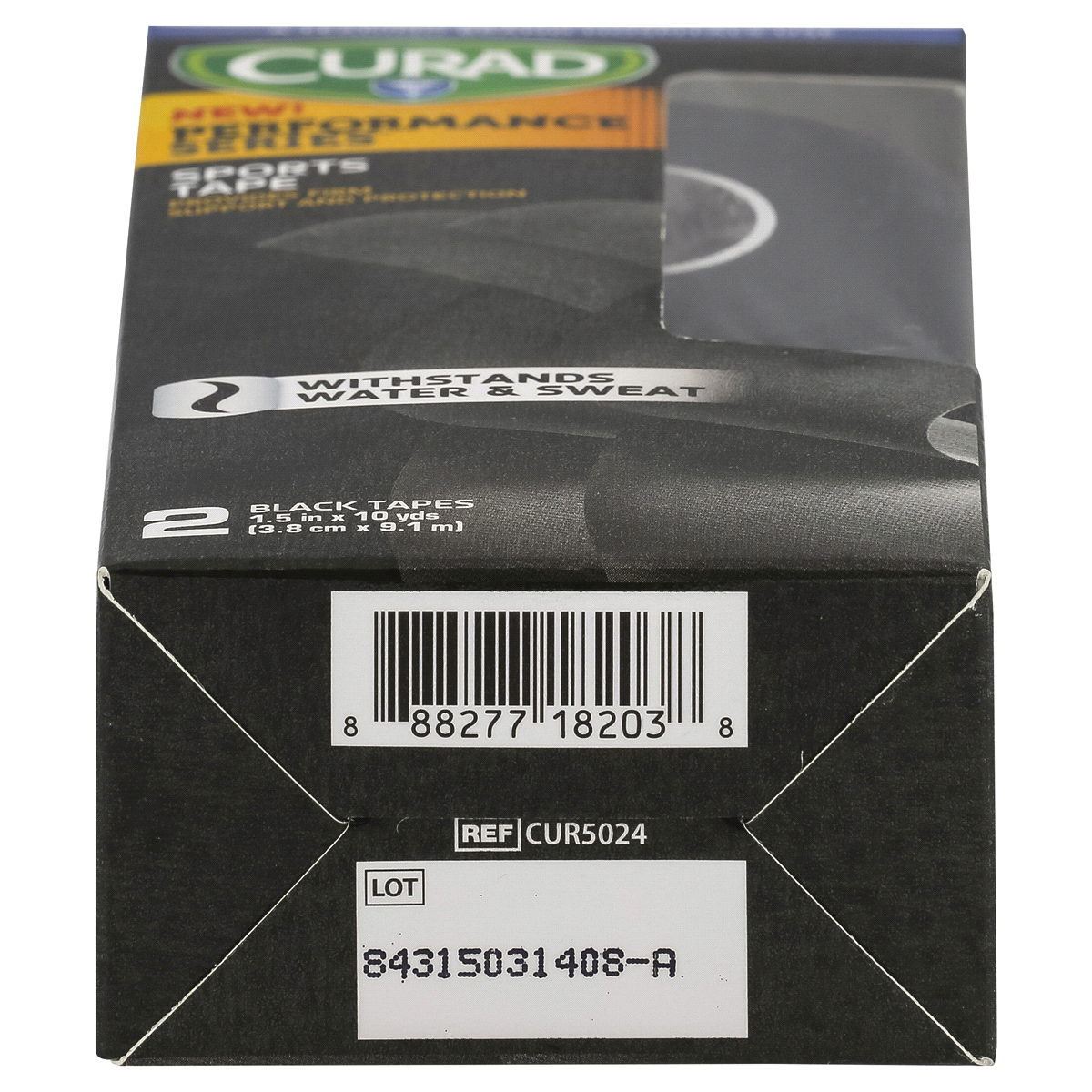 slide 4 of 4, Curad Performance Series Sports Tape, Black, 1.5 in x 10 yds, 2 ct