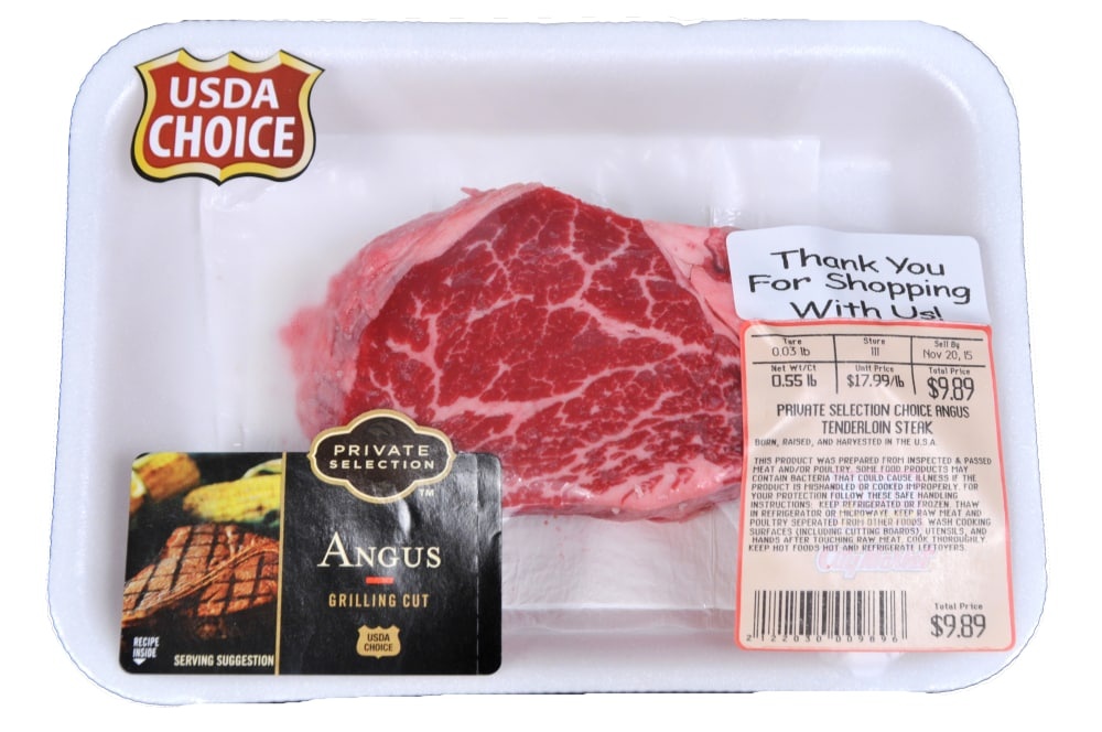slide 1 of 1, Private Selection Angus Beef Choice Tenderloin Steak, per lb