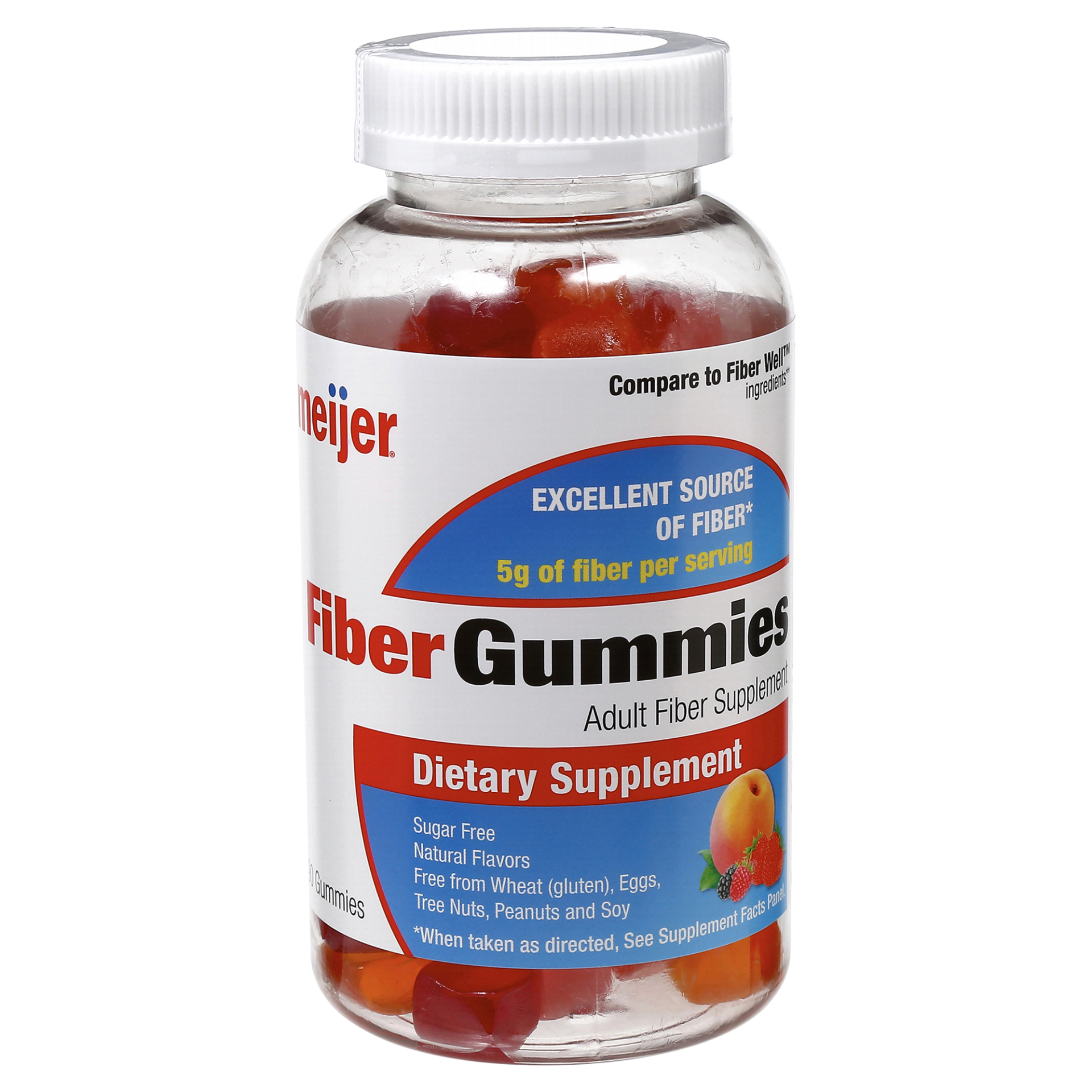 slide 1 of 3, Meijer Fiber Gummies Adult Fiber Supplement, 90 ct